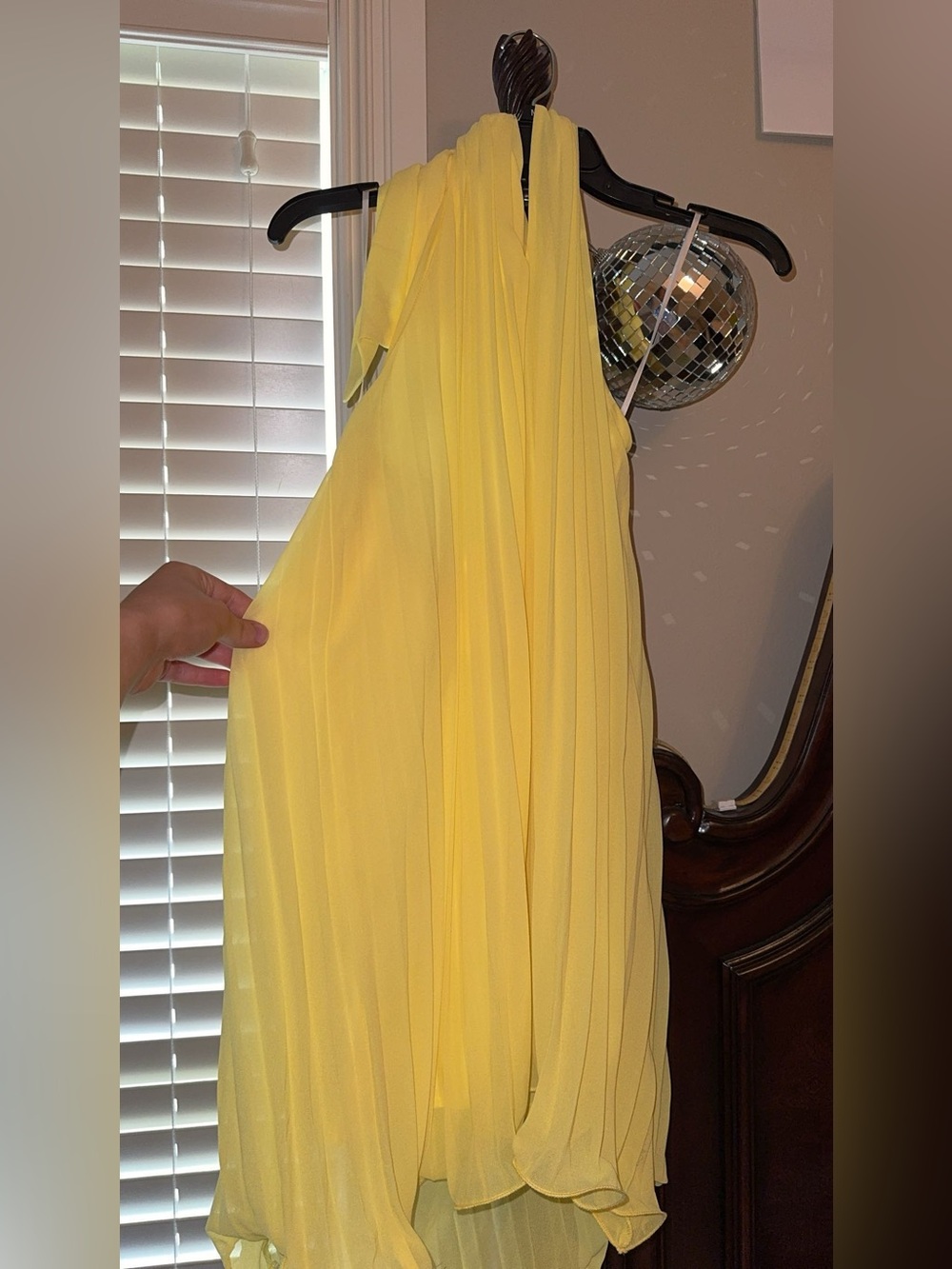 Yellow Pleated Sleeveless Dress